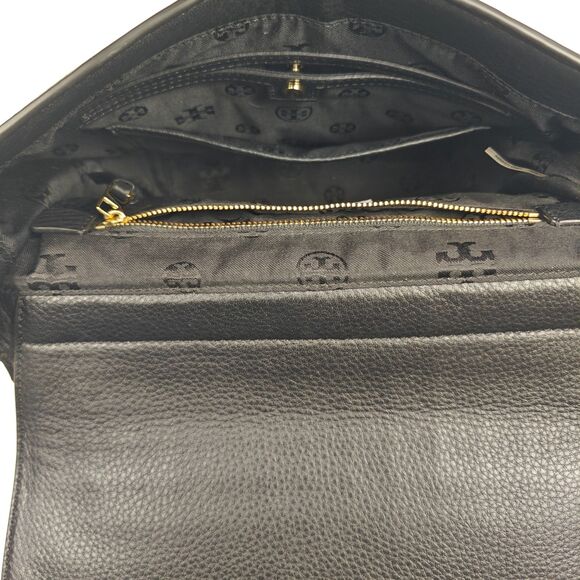 Tory Burch Bryant Quilted Signature Logo Chain Strap Black Gold Shoulder Bag - Picture 12 of 16